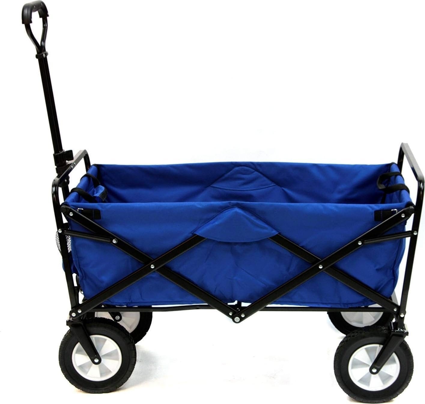 Heavy Duty Steel Frame Collapsible Folding 150 Pound Capacity Outdoor Camping Garden Utility Wagon Yard Cart, Blue