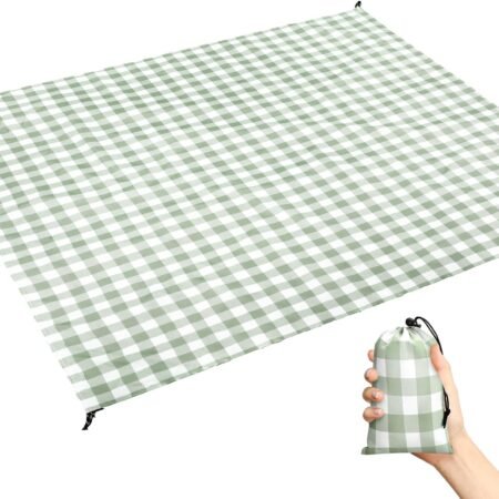 Green plaid picnic blanket