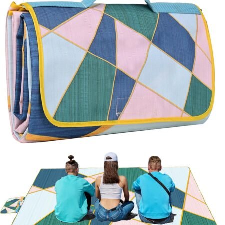 Picnic Blanket, Foldable Waterproof Sand Mat, Extra Large Picnic Blanket Outdoor Picnic Mat Beach Blanket for Park Grass Camping Hiking Travel Family Concerts