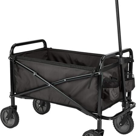 Collapsible Heavy Duty Utility Wagon for Outdoor Sports, Camping, Garden, and Shopping, 265 Pounds Capacity, 27.6 x 40.9 x 20 inches, Black