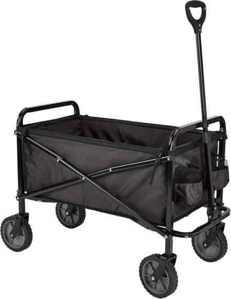 Collapsible Heavy Duty Utility Wagon for Outdoor Sports, Camping, Garden, and Shopping, 265 Pounds Capacity, 27.6 x 40.9 x 20 inches, Black