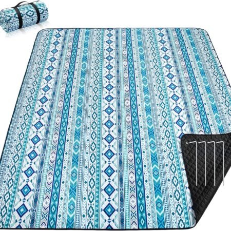 Picnic Blankets Extra Large, Waterproof Foldable Outdoor Beach Blanket Oversized 83x79” Sandproof, 3-Layer Picnic Mat for Camping, Hiking, Travel, Park, Concerts(Teal Boho)