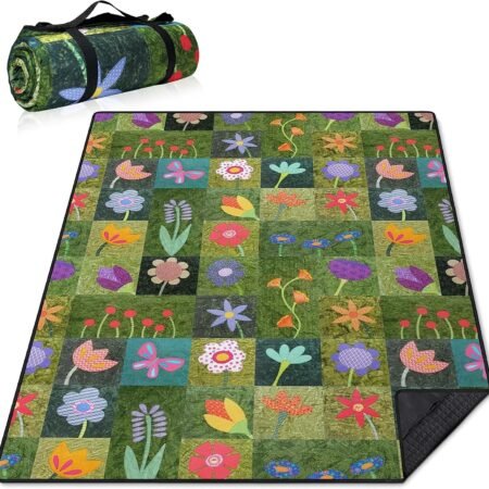 Extra Large Picnic Blankets Waterproof Foldable (60 "x 80") Beach Blanket Waterproof Sandproof,3-Layer Thicking Mat Outdoor Packable Camping Blanket